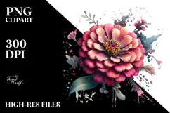 Zinnia Watercolor Splash, PNG Product Image 2