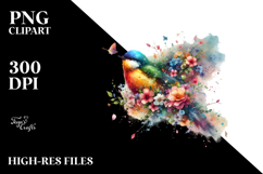 Abstract Bird in Spring Flowers, Artistic PNG Product Image 2