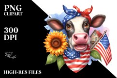 Patriotic Cow Sublimation|Clipart Product Image 1