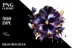 Shiny Golden Marble Pansy Clipart Product Image 1