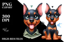 Watercolor Baby Doberman Pinscher Cartoon, Transparent PNG Product Image 2