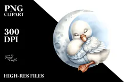 Baby Swan Sleeping on the Moon Clipart Product Image 2