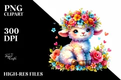Cute Sitting Lamb Clipart, Transparent PNG Product Image 1