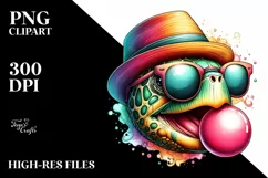 Quirky Turtle Portrait with Colorful Style | Sublimation | Product Image 3