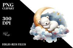 Whimsical Polar Bear Moon Cloud PNG Product Image 2