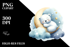 Whimsical Polar Bear Moon Cloud PNG Product Image 2