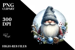 Detailed Winter Gnome Watercolor PNG Product Image 1