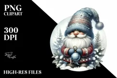 Detailed Winter Gnome Watercolor PNG Product Image 1