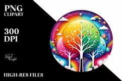Colorful Watercolor Wimsical Rainbow Trees Clipart Product Image 1