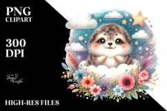 Colorful Watercolor Smiling Lemming | Clipart Product Image 3