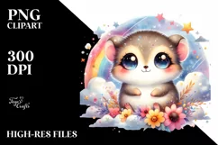 cute colorful watercolor small baby lemming, Transparent PNG Product Image 1