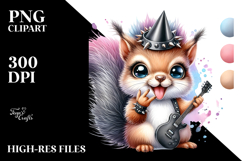 Energic Baby Squirrel with Party Hat PNG Product Image 2