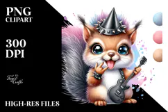 Energic Baby Squirrel with Party Hat PNG Product Image 2