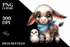 Watercolor Funny Donkey Lamb with Bandana | Sublimation | Product Image 3