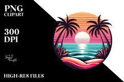 Retro Tropical Beach Sunset PNG Product Image 2