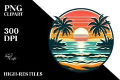 Retro Beach Sunset Clipart PNG Product Image 2