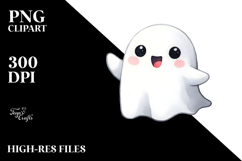 Funny Watercolor Cute Ghost PNG Product Image 2