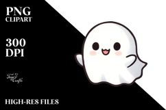 Funny Watercolor Cute Ghost PNG Product Image 2