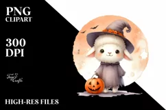 Washed Watercolor Halloween Lamb PNG Product Image 3