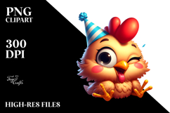 Ridiculously Cute Chicken with Party Hat PNG Product Image 2