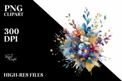 Watercolor Abstract Vibrant Bouquet with Lobelia | Product Image 3