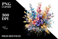 Watercolor Abstract Vibrant Bouquet with Lobelia | Product Image 2