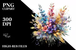Watercolor Abstract Vibrant Bouquet with Lobelia | Product Image 3