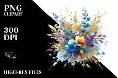 Watercolor Abstract Vibrant Bouquet with Lobelia | Product Image 1