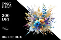 Watercolor Abstract Vibrant Bouquet with Lobelia | Product Image 2
