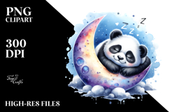Cute Panda Sleeping on the Moon Clipart Product Image 2