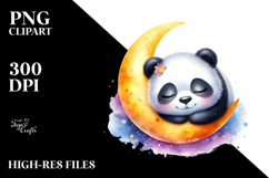 Cute Panda Sleeping on the Moon Clipart Product Image 2