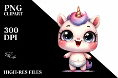 Expressive Unicorn Baby Face PNG Product Image 1
