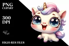 Expressive Unicorn Baby Face PNG Product Image 1