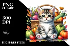 Vibrant Baby Kitten Vegetable Basket | Sublimation | Clipart Product Image 3