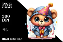 Watercolor Baby Bear with Party Hat | Sublimation | Clipart Product Image 3