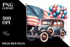 Vintage Car Balloons USA Flag Product Image 1