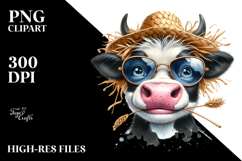 Happy Cow with Cool Hair PNG Product Image 2