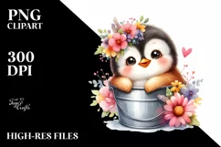 Colorful Smiling Penguin Bucket Clipart Product Image 1