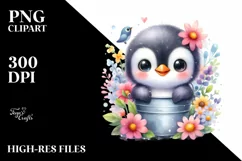 Colorful Smiling Penguin Bucket Clipart Product Image 3