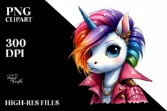 Expressive Unicorn with Dress PNG Product Image 1