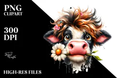 Funny Cow with Flower, Transparent PNG Product Image 2