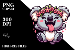 Serious Koala Flower Crown PNG Product Image 2