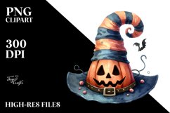 Funny Watercolor Halloween Hat Clipart Product Image 3