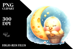 Colorful Baby Sleeping on Moon PNG Product Image 2