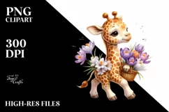 Detailed Watercolor Baby Giraffe Clipart Product Image 3
