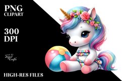 Cute Baby Unicorn with Beachwear Product Image 1