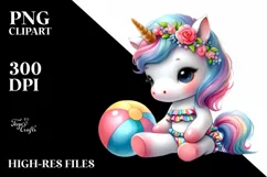 Cute Baby Unicorn with Beachwear Product Image 1