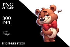 Innocent Bear with Bow Tie PNG Product Image 2