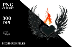 Heart with Wings and Fire PNG Product Image 2