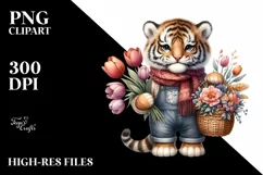 Detailed Boho Baby Tiger with Flower Bouquet | Sublimation | Product Image 3